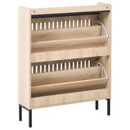 Wyld and Coco Tilt-Out Shoe Cabinet - 2 Drawers Light Brown MDF - thumbnail 6