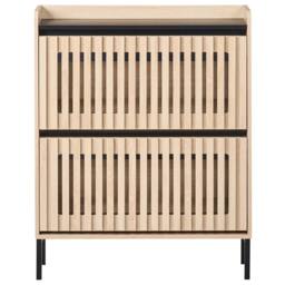 Wyld and Coco Tilt-Out Shoe Cabinet - 2 Drawers Light Brown MDF - thumbnail 5