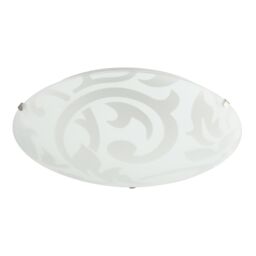 Happy Homewares Traditional Frosted White Floral Circular Glass IP20 Flush Ceiling Light Fitting
