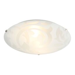 Happy Homewares Traditional Frosted White Floral Circular Glass IP20 Flush Ceiling Light Fitting - thumbnail 2