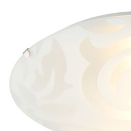 Happy Homewares Traditional Frosted White Floral Circular Glass IP20 Flush Ceiling Light Fitting - thumbnail 4