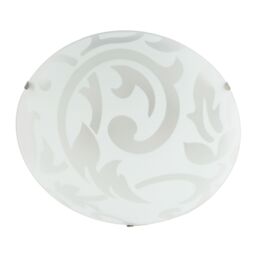 Happy Homewares Traditional Frosted White Floral Circular Glass IP20 Flush Ceiling Light Fitting - thumbnail 3