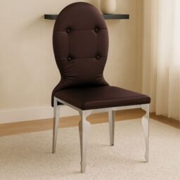 Orsina Purple Silk Dining Chair, Upholstered Dining Chair With High Back Rest, Modern Dining Chairs For Dining - thumbnail 1
