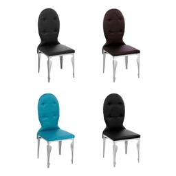 Orsina Purple Silk Dining Chair, Upholstered Dining Chair With High Back Rest, Modern Dining Chairs For Dining - thumbnail 2