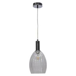 First Choice Lighting Set of 2 Birch - Clear Fluted Glass Chrome Deco Pendant Fittings - thumbnail 2