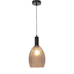 First Choice Lighting Set of 2 Birch - Clear Fluted Glass Chrome Deco Pendant Fittings - thumbnail 3