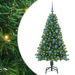 Berkfield Home Green Artificial Christmas Tree with 150 LEDs with Stand Green 150 cm - thumbnail 3
