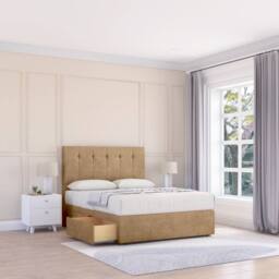 "Sloomy Cambridge Dumfries Divan Base 2 Drawers-26"" Headboard & 12"" Footboard in Light Brown - Size: Single" - thumbnail 3