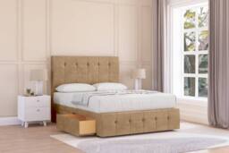 "Sloomy Cambridge Dumfries Divan Base 2 Drawers-26"" Headboard & 12"" Footboard in Light Brown - Size: Single" - thumbnail 2