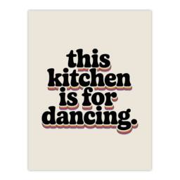 "Artery8 This Kitchen Is For Dancing Funky Retro Typography Wall Art Print in Beige - Size: W12"" x H16""" - thumbnail 1