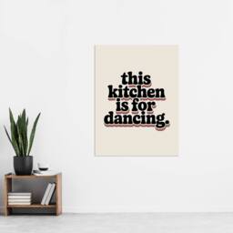 "Artery8 This Kitchen Is For Dancing Funky Retro Typography Wall Art Print in Beige - Size: W12"" x H16""" - thumbnail 4