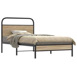Berkfield Home Elegant Bed Frame Without Mattress 100x190 cm Smoked Oak Engineer in Brown - thumbnail 2