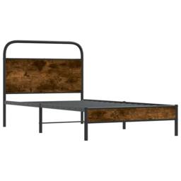 Berkfield Home Elegant Bed Frame Without Mattress 100x190 cm Smoked Oak Engineer in Brown - thumbnail 4