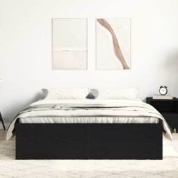 Berkfield Home Bed Frame without Mattress Black Oak 140x190 cm Engineered Wood - thumbnail 3