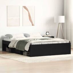Berkfield Home Bed Frame without Mattress Black Oak 140x190 cm Engineered Wood - thumbnail 2