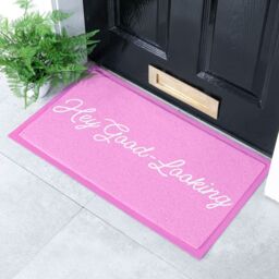 Artsy Mats Hey Good Looking Pink Indoor & Outdoor Doormat - 70x40cm - Size: 40 cm x 70 cm - thumbnail 1
