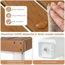 KORVIXA Waterproof HDPE Bathroom Shower Stool in Brown - thumbnail 3