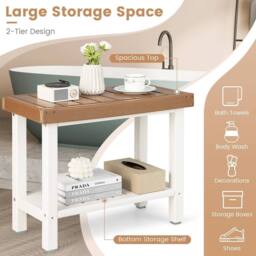 KORVIXA Waterproof HDPE Bathroom Shower Stool in Brown - thumbnail 4