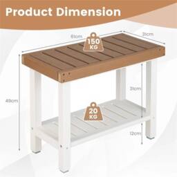 KORVIXA Waterproof HDPE Bathroom Shower Stool in Brown - thumbnail 2