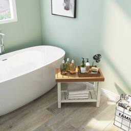 KORVIXA Waterproof HDPE Bathroom Shower Stool in Brown - thumbnail 1