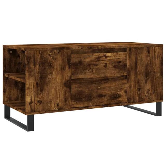 Berkfield Home Coffee Table Smoked Oak 102x44.5x50 cm Engineered Wood in Brown - image 1