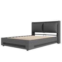 STILVORA 5ft King Upholstered Bed Frame with Storage in Dark Grey - thumbnail 8