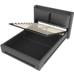 STILVORA 5ft King Upholstered Bed Frame with Storage in Dark Grey - thumbnail 5