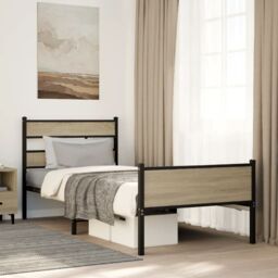 Berkfield Home Bed Frame without Mattress Sonoma Oak 90x200 cm Engineered Wood in Brown - thumbnail 1