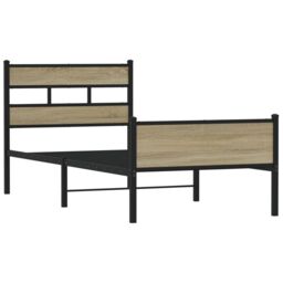 Berkfield Home Bed Frame without Mattress Sonoma Oak 90x200 cm Engineered Wood in Brown - thumbnail 3