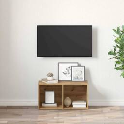 Berkfield Home TV Cabinet with Storage Artisan oak Engineered Wood in Brown - thumbnail 4