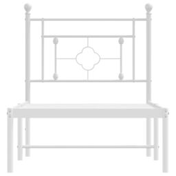Berkfield Home Metal Bed Frame without Mattress with Headboard White 75x190cm - Size: 75x190 cm - thumbnail 5