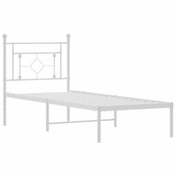Berkfield Home Metal Bed Frame without Mattress with Headboard White 75x190cm - Size: 75x190 cm - thumbnail 4