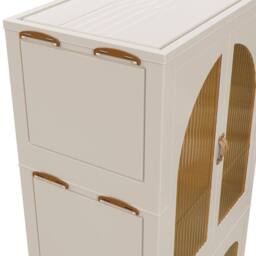 KORVIXA 156 cm Extra Large Plastic Wardrobe Clothes in Beige - Size: 100 cm - thumbnail 3