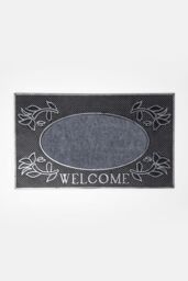 Homescapes Welcome' Door Mat, 75 x 45 cm in Silver - Size: 45 cm x 75 cm - thumbnail 1