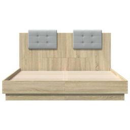 Berkfield Home Bed Frame without Mattress Sonoma Oak 140x200 cm in Brown - thumbnail 4