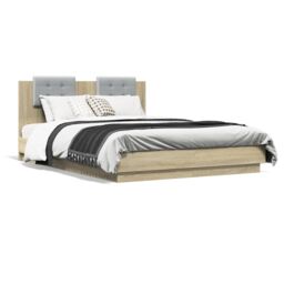 Berkfield Home Bed Frame without Mattress Sonoma Oak 140x200 cm in Brown - thumbnail 2