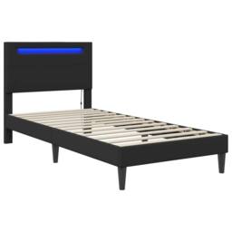 Berkfield Home Bed Frame with LED Strip Lights Black 90 x 190 cm Faux Leather - thumbnail 5