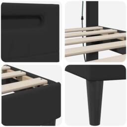 Berkfield Home Bed Frame with LED Strip Lights Black 90 x 190 cm Faux Leather - thumbnail 9