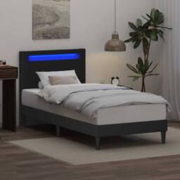 Berkfield Home Bed Frame with LED Strip Lights Black 90 x 190 cm Faux Leather - thumbnail 4