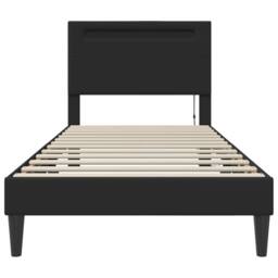 Berkfield Home Bed Frame with LED Strip Lights Black 90 x 190 cm Faux Leather - thumbnail 6