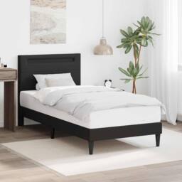 Berkfield Home Bed Frame with LED Strip Lights Black 90 x 190 cm Faux Leather - thumbnail 1