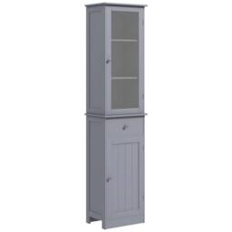 Havendro Storage Cabinet Organizer Tower with Shelves & Drawer, Grey