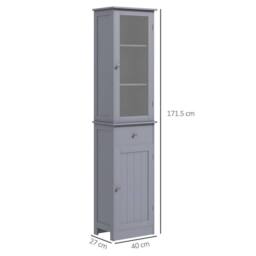 Havendro Storage Cabinet Organizer Tower with Shelves & Drawer, Grey - thumbnail 2