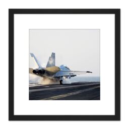 Artery8 Military USA Navy FA-18F Super Hornet Aircraft Jet Photo 8X8 Inch Square Wooden Framed Wall Art Print Picture with Mount in Black - thumbnail 1