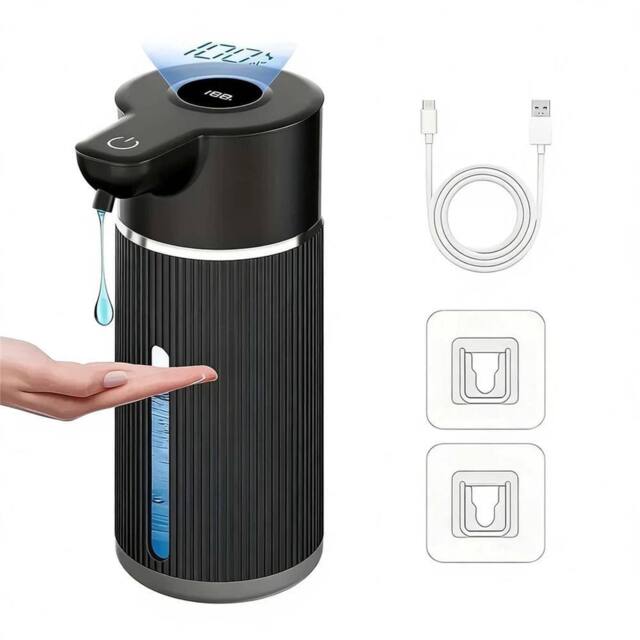 VOGREX Black Touchless Automatic Soap Dispenser 420ml Electric Home - image 1