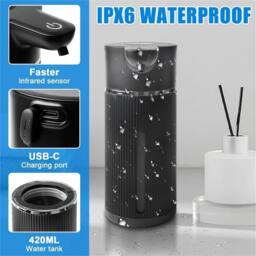 VOGREX Black Touchless Automatic Soap Dispenser 420ml Electric Home - thumbnail 5
