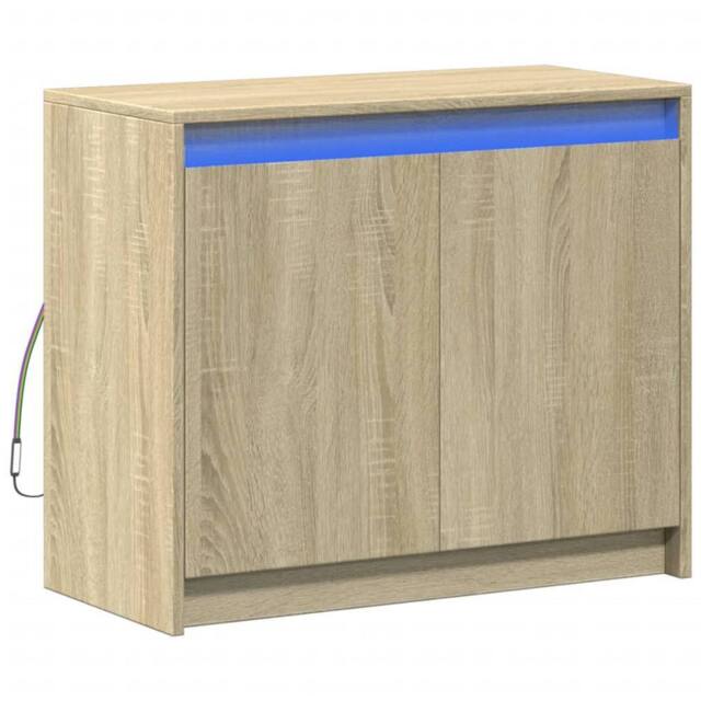 Berkfield Home Sideboard with LED Sonoma Oak 72x34x61 cm Engineered Wood in Light Brown - Size: 72 x 34 x 61 cm - image 1