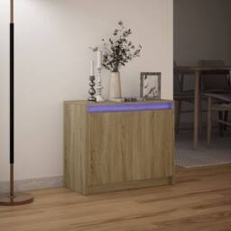 Berkfield Home Sideboard with LED Sonoma Oak 72x34x61 cm Engineered Wood in Light Brown - Size: 72 x 34 x 61 cm - thumbnail 5
