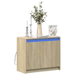 Berkfield Home Sideboard with LED Sonoma Oak 72x34x61 cm Engineered Wood in Light Brown - Size: 72 x 34 x 61 cm - thumbnail 2