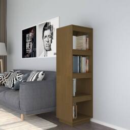 Berkfield Home Book Cabinet/Room Divider Honey Brown 40x35x135 cm Solid Pinewood - Size: 40 x 35 x 135 cm - thumbnail 2